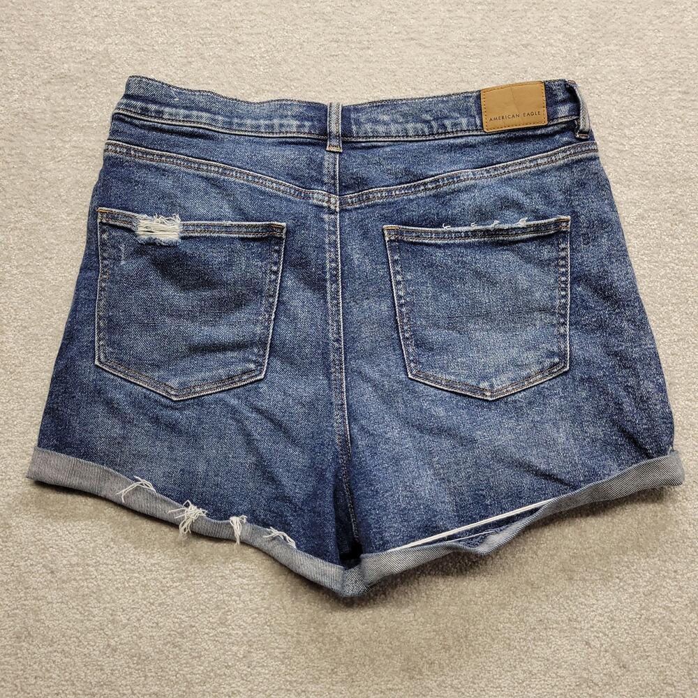American Eagle Mom Shorts Womens 12 Distressed Stretch Denim Cutoff - Picture 2 of 8